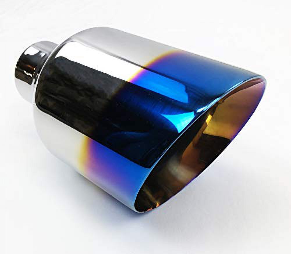Exhaust Tip 5.00" Dia OD X 10.00" Long 2.50" inlet Slant Double Wall Stainless Blue Flame Wesdon Exhaust Tip