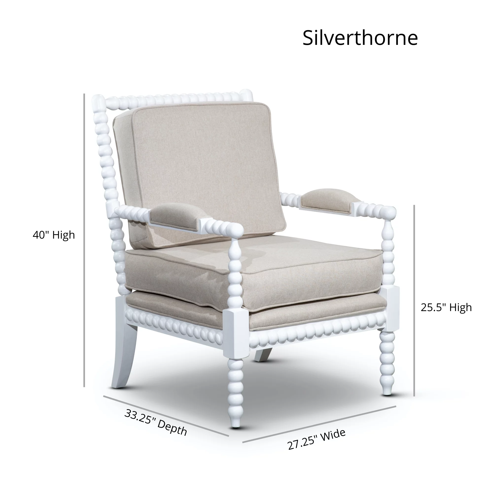 DTY Indoor Living Silverthorne Spindle Chair White/Taupe Paisley