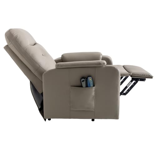 Lift Recliner Chair with Adjustable Angle, Electric Power Lift Chairs Recliners for Elderly with 5 Modes & Side Pocket, Leather Massage Chair Home Theater Seating Single for Living Room, Grey