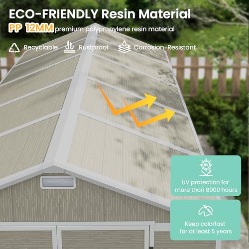 UDPATIO Outdoor Resin Storage Shed 6x4.5 FT, Plastic Garden Shed for Bike, Garbage Can, Tool, Outside Sheds with Lockable Door for Backyard, Patio, Lawn, Grey & White