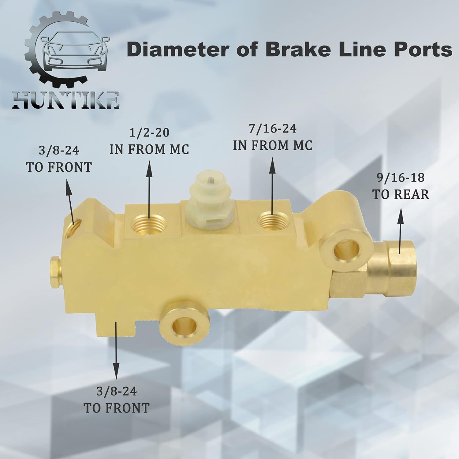 Huntike PV2 Brass Proportioning Valve Disc/Drum Disc Front Drum Rear Brake Compatible with GM Street Rod Classic Car & Truck - Part# PV2 172-1353 PV71 Combination Proportioning Valve Pack of 2