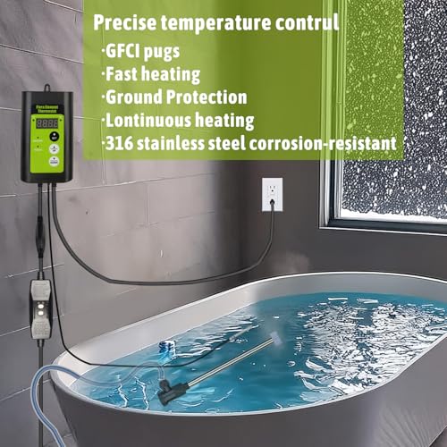 240V 3000W Submersible, Immersion Hot Tub & Swimming Pool Electric Immersion Water Heater, with Thermostat and GFCI for Baptistry, baptismal Pools, Above Ground Pool and Inflatable Pool