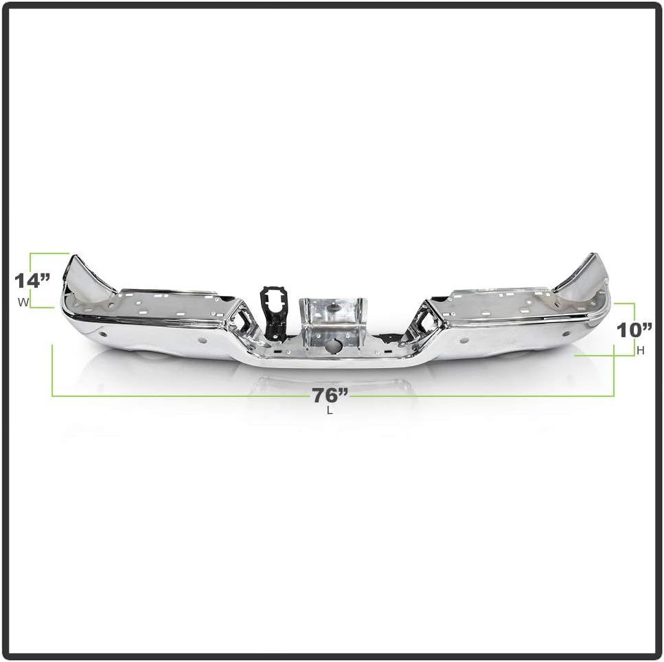 ACANII - For 2009-2018 Dodge Ram 1500 Truck w/Dual Exhaust & Sensor Holes Rear Step Bumper Face Only - Chrome Steel
