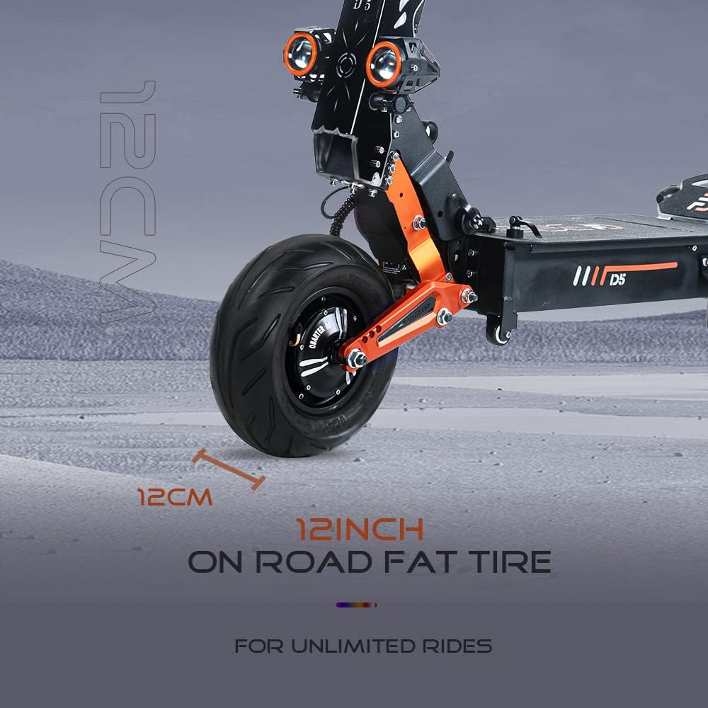Foldable Electric Scooter with Seat, 5000W Dual Motors, 50MPH, 48V35AH Removable Battery, 75 Mile Range, 12 Inch Tubeless Off-Road Tires - Suitable for Adults
