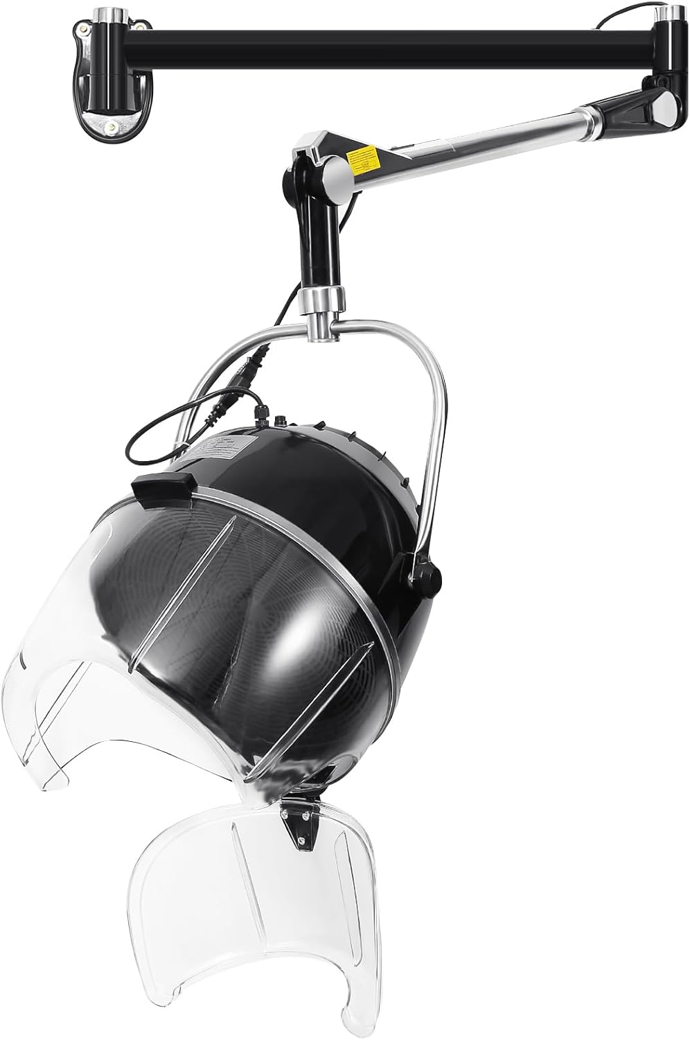 Professional 900W Wall Mounted Hair Dryer with Swivel Arm, Fast Hair Drying Low Noise for Salon, Adjustable Termperature 5-70°C Timer 0-60 Min Hairdryers Black
