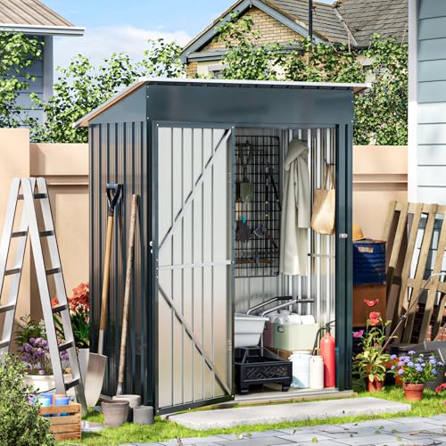 10X12X7.5 FT Outdoor Steel Storage Shed with Lockable Doors, 2 Windows, Transparent Roof Panels (Wood Panels & Frame Floor Not Included), Ideal for Patio Storage,Garbage Can, Chicken Coop，Brown