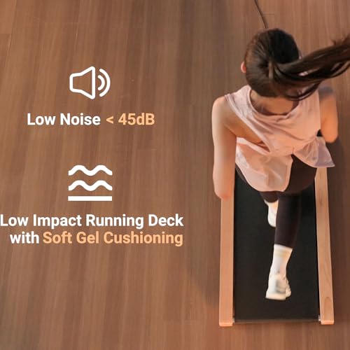 Walking Pad, Under Desk Treadmill with High Sound Quality Speaker, Exquisite Wood Treadmills for Home Small, Max 300LBS Capacity, Installation-Free with LED Light Strap Display
