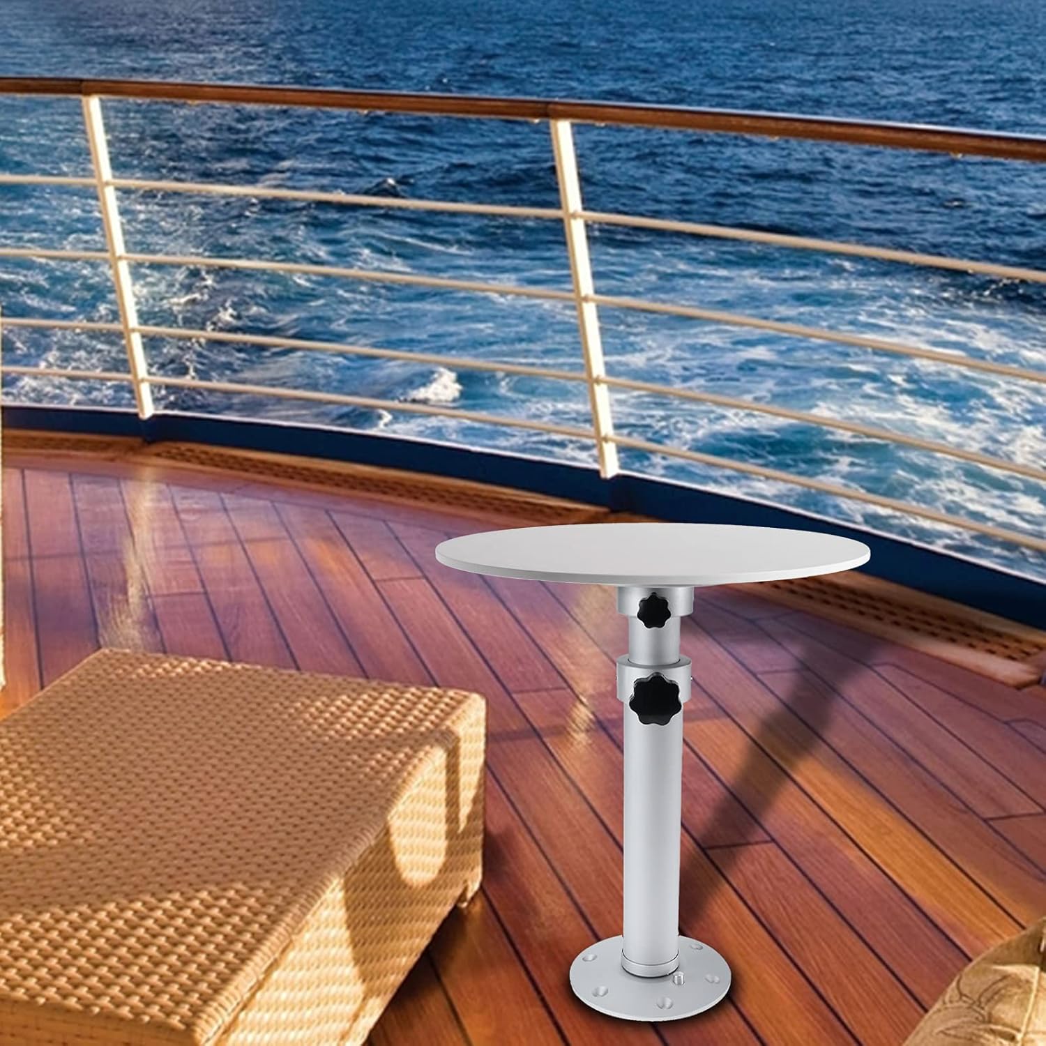 Artilife Table Pedestal Stand, Adjustable Table Pedestal Stand Base for Marine Boat Yacht Caravan Motorhome Workroom Silver,Upgrade and More Stable