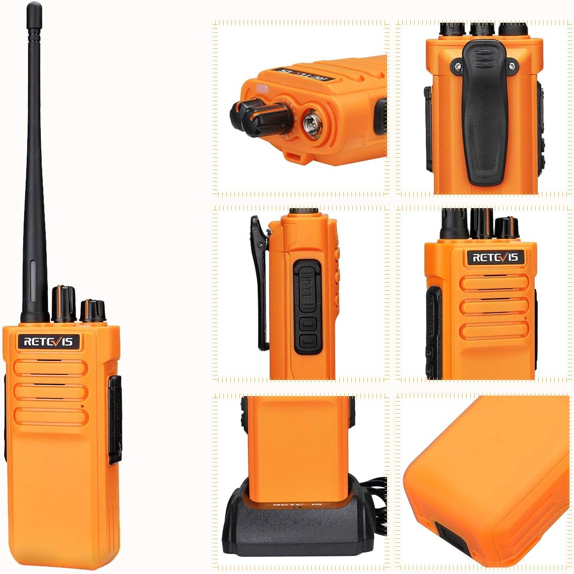 Retevis RT29 Two Way Radios Long Range Rechargeable,High Power 2 Way Radio,Adults Walkie Talkies with IP67 Waterproof Mic VOX Emergency Alarm for Survive Adventure Offroad(2 Pack)