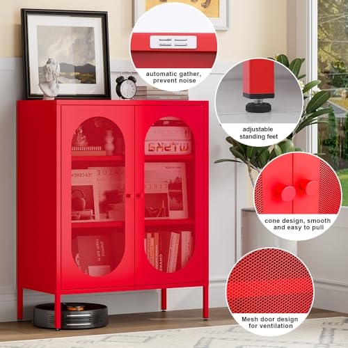 2 Door Metal Locker Storage Accent Cabinet with 2 Adjustable Shelves,Blue Garage Storage Cabinet Cupboard lockers for Garage