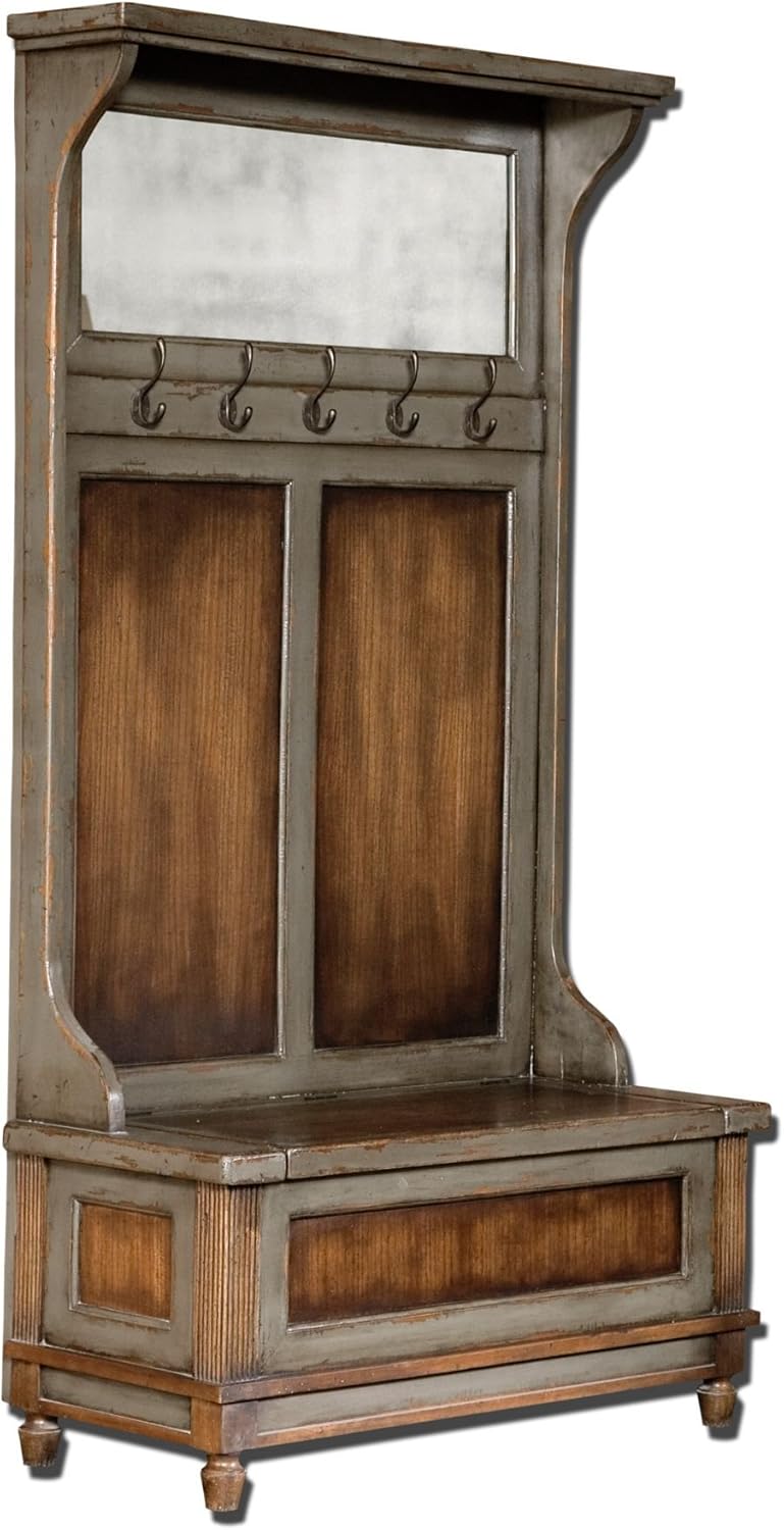 Luxe Solid Wood Hall Tree with Storage Bench