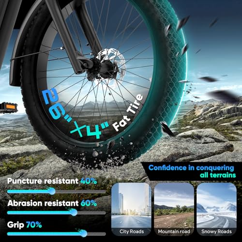 EB60 26" Fat Tire Electric Bike for Adults,2000W Motor Peak 2500W Up to 35MPH&70Miles,48V 20.8AH Hidden Battery,Commuting Electric Mountain Bike, 7 Speed Gear, Hydraulic Brake Ebike