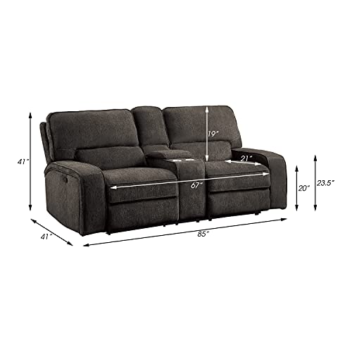 Lexicon Atherton 3-Piece Chenille Fabric Manual Reclining Living Room Sofa Set, Chocolate