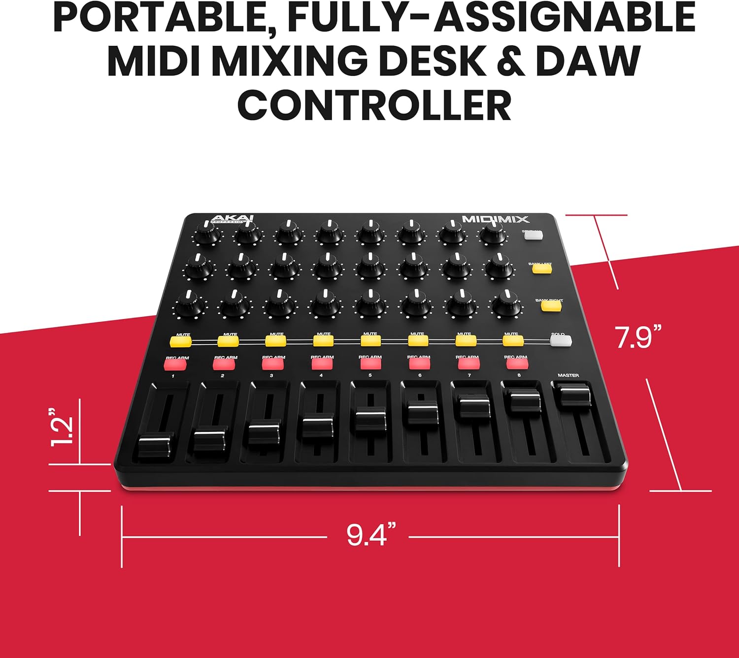 AKAI Professional MIDImix - USB MIDI Controller Mixer with Assignable Faders & Master Fader, 24 Knobs and 16 Buttons, 1 to 1 Mapping With Ableton Live