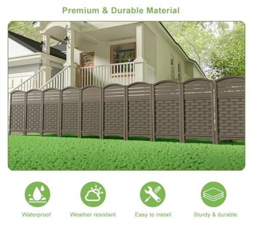 KINYING Air Conditioner Fence Privacy Screen,4 Panels Pool Equipment Trash Can Enclosure Screen for Outdoor,Resin Fence Panels Kit,45" (H) x 22" (W) Per Panel, Off White
