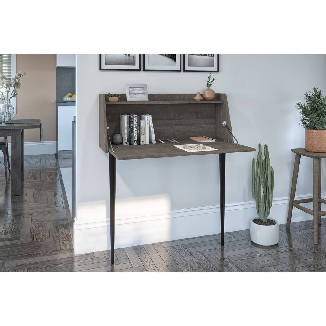 Bestar 111160-001747 Skat 36W Secretary Desk in White u0026 Bark Grey