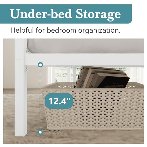 HOOMIC Canopy Bed Frame, Enhanced 4-Poster, 3-Metal Crossbar, No Box Spring Needed, Easy Assembly, Full Size, White