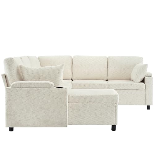 Oversized U-Shaped Sectional Sofa Couch Plush Corduroy Upholstered Modular Deep Seat Sofa&Couch Sectional W/Right Facing Chaise Lounge and 7 Toss Pillows for Home Apartment Living Room Furniture Sets