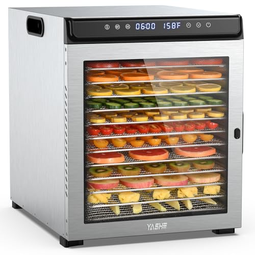 Food Dehydrator Machine, 9 Stainless Steel Food Dryer, 1000W Dehydrators for Food and Jerky, Herbs, Meat, Fruit, Dog Treats, 48H Timer and Temperature Control (95-165℉), Recipes Book Included