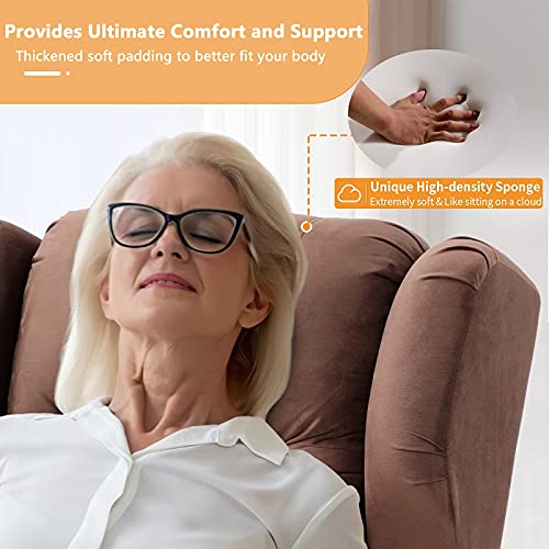 Big Lift Chairs Recliners for Elderly with Massage and Heating, Overstuffed Power Lift Recliner Chair, PU Leather Lazy Sofa Chairs for Living Room, 2 Remote Control/USB Port/Cup Holders