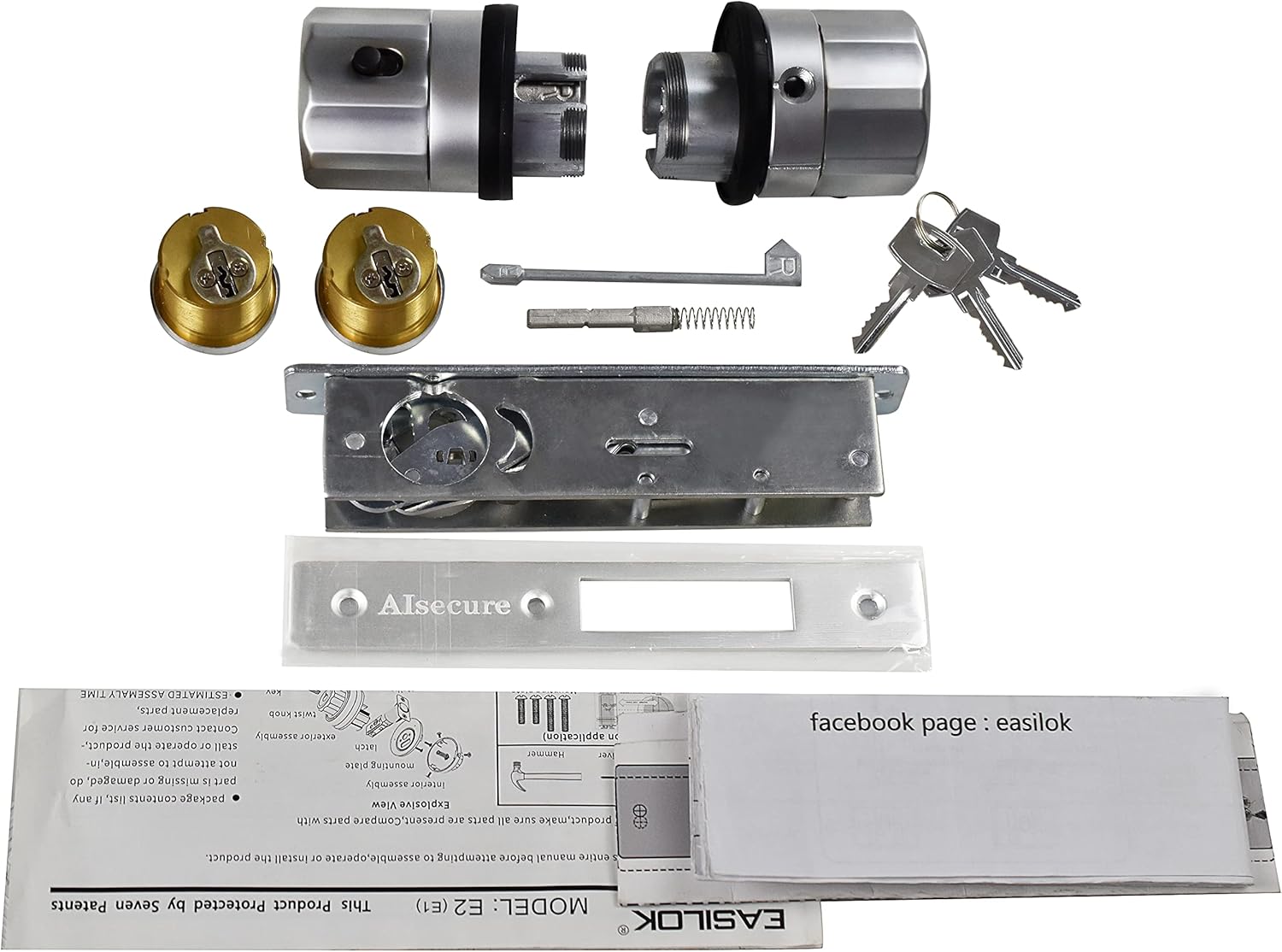 Twist-to-Lock Storefront Door Lock keyless by a Simple Twist with Anti-mislock Button,Backset 1.1/8"(29mm) ,Mortise Lock,Swing deadbolt,Commercial Door Lock,Aluminum Frame Door Lock,hookbolt
