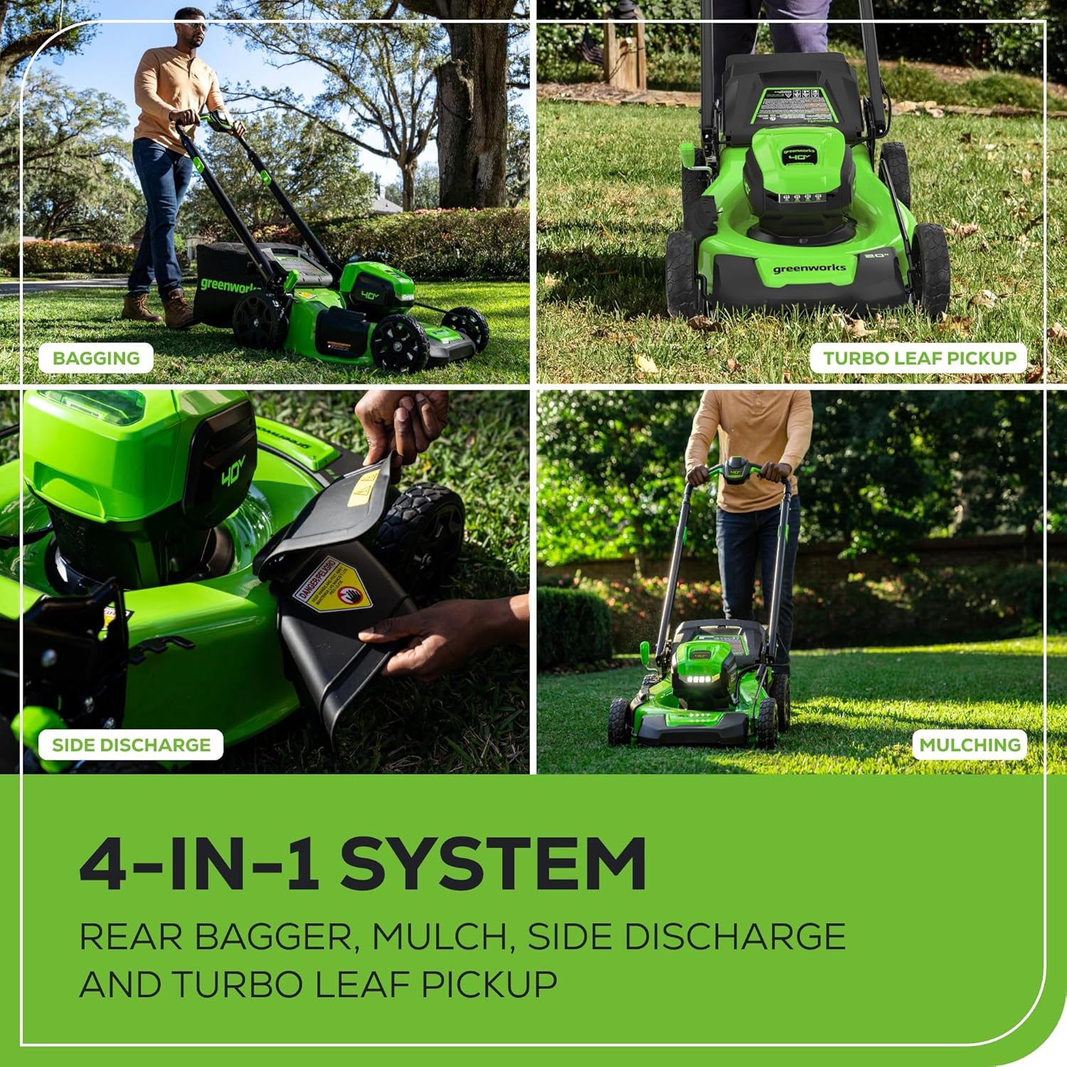 Greenworks 40V 20" Brushless Push Mower, 4.0Ah Battery (Aluminum Handles + Light)