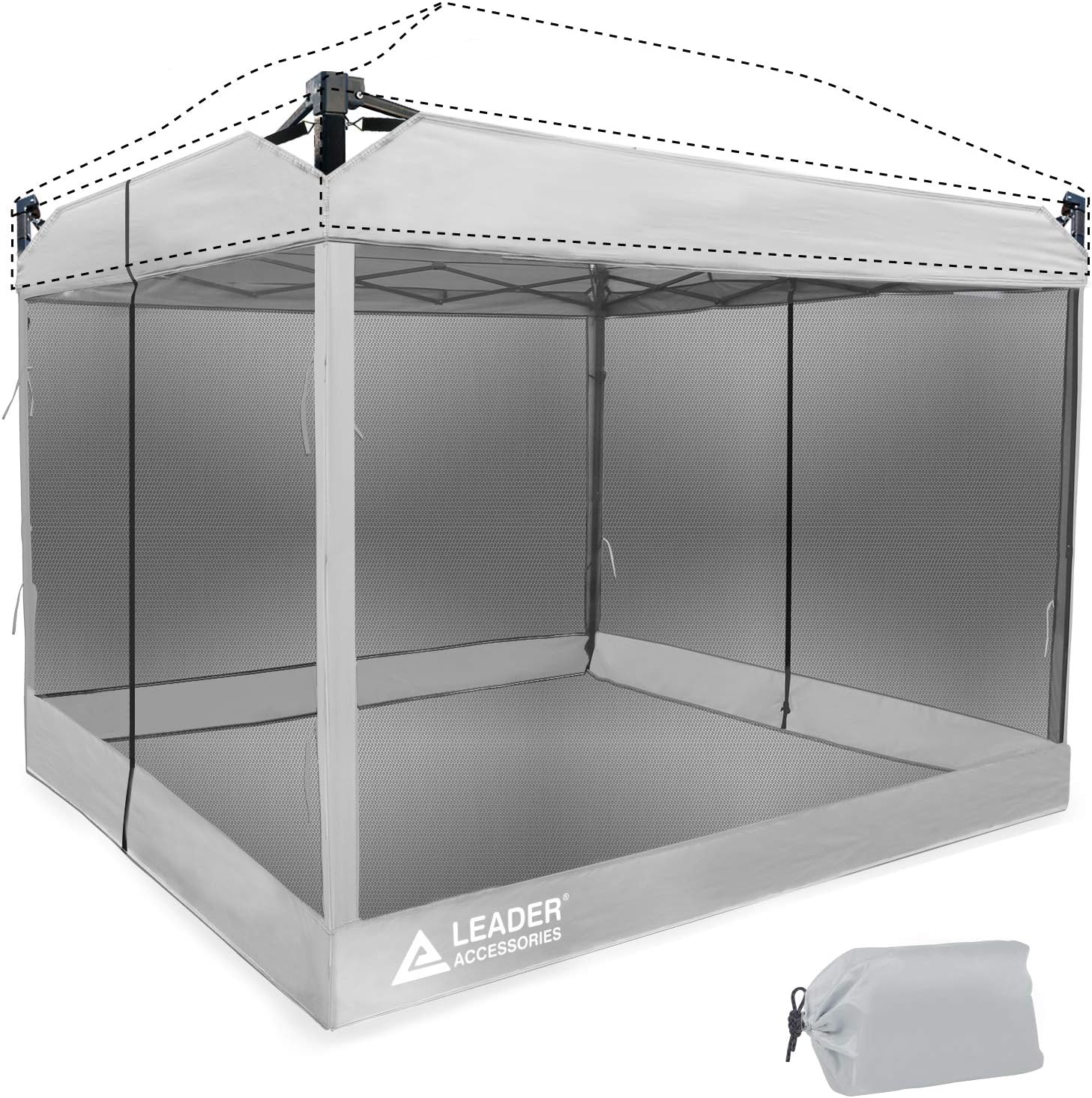 Leader Accessories Mesh Screen Zippered Wall Panels for 10' x 10' Canopy (Tent Walls Only, Frame and Top Not Included) (Grey mesh Wall) Pack of 2