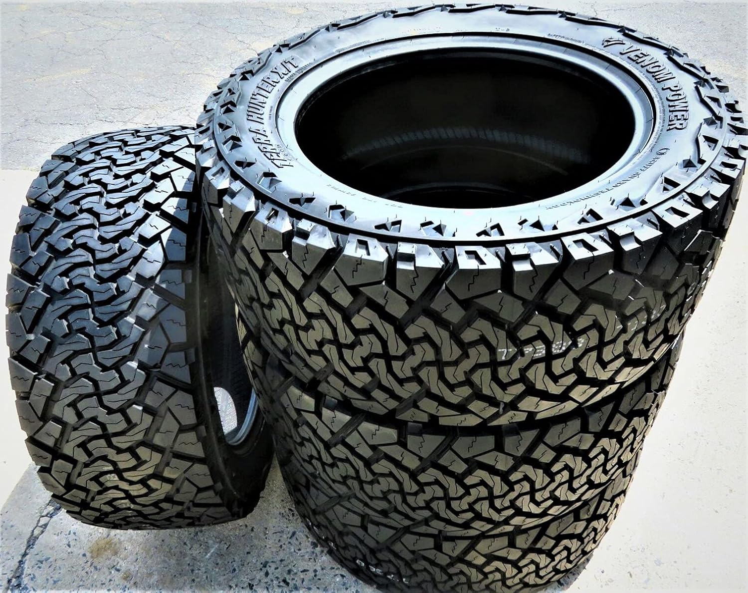 Set of 4 (FOUR) Venom Power Terra Hunter X/T XT All-Terrain Mud Light Truck Radial Tires-35X12.50R17LT 35X12.50X17 35X12.50-17 121R Load Range E LRE 10-Ply BSW Black Side Wall