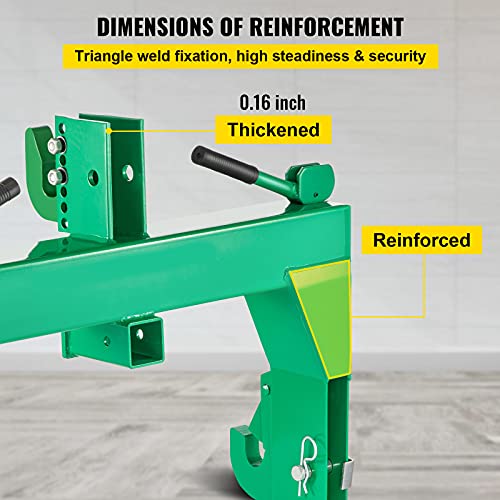 VEVOR 3-Point Quick Hitch, 3000 LBS Lifting Capacity Tractor Quick Hitch, 28.31" Between Lower Arms Attachments Quick Hitch, 5 Level Adjustable Bolt, Adaptation to Category 1 & 2 Tractor,Green