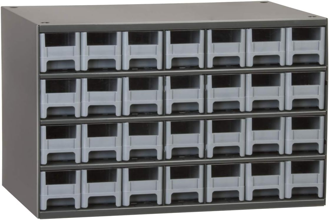 Akro-Mils 28-Drawer Steel Parts Craft Storage Cabinet Hardware Organizer, 19228, (17-Inch W x 11-Inch D x 11-Inch H), Gray Cabinet, Gray Drawers
