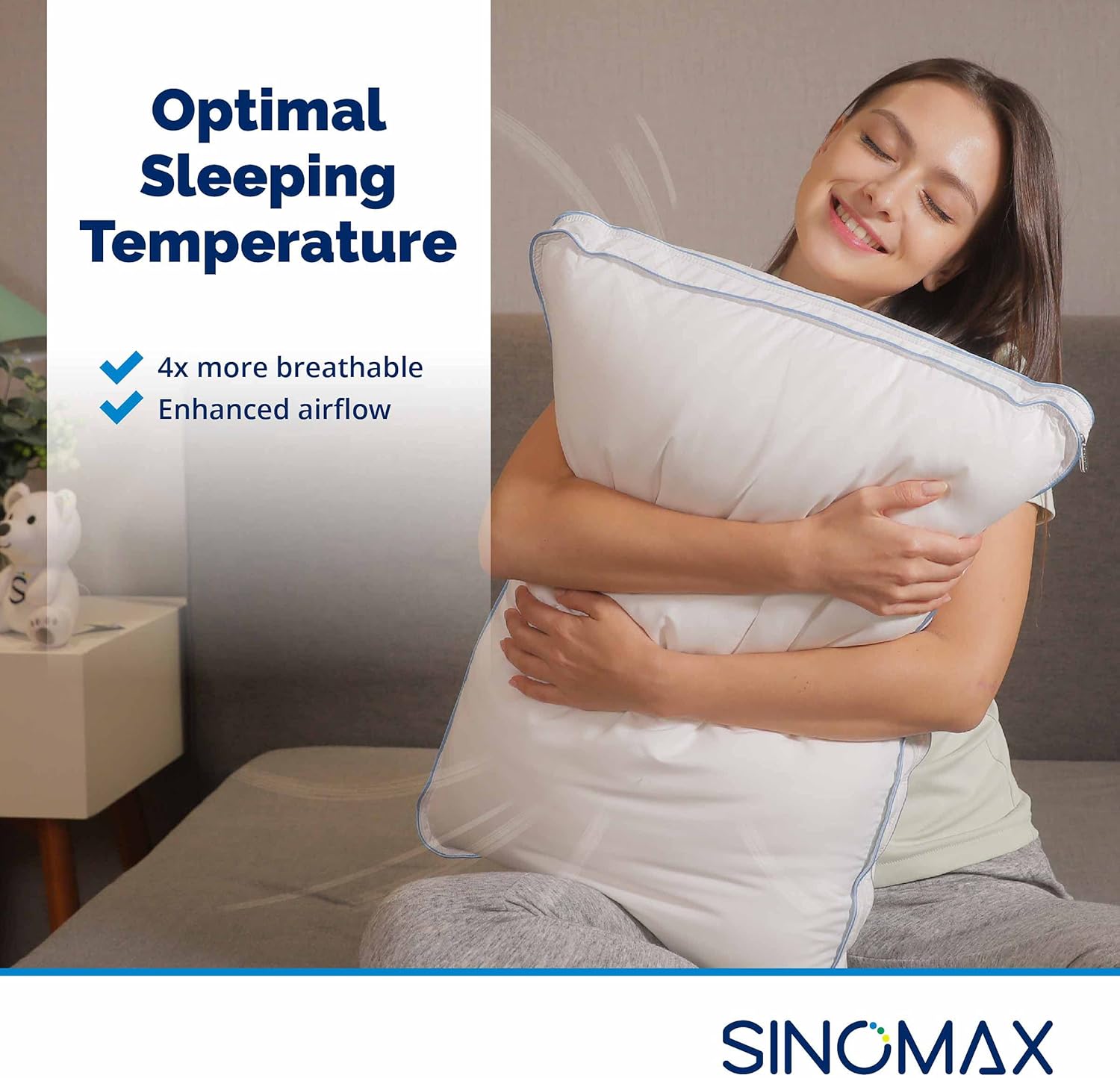 SINOMAX Hybrid Memory Foam Pillow | Ergonomic Medium Firm Pillow for Side and Back Sleepers | with Breathable Hypoallergenic Pillowcase | 24 x 16 inches