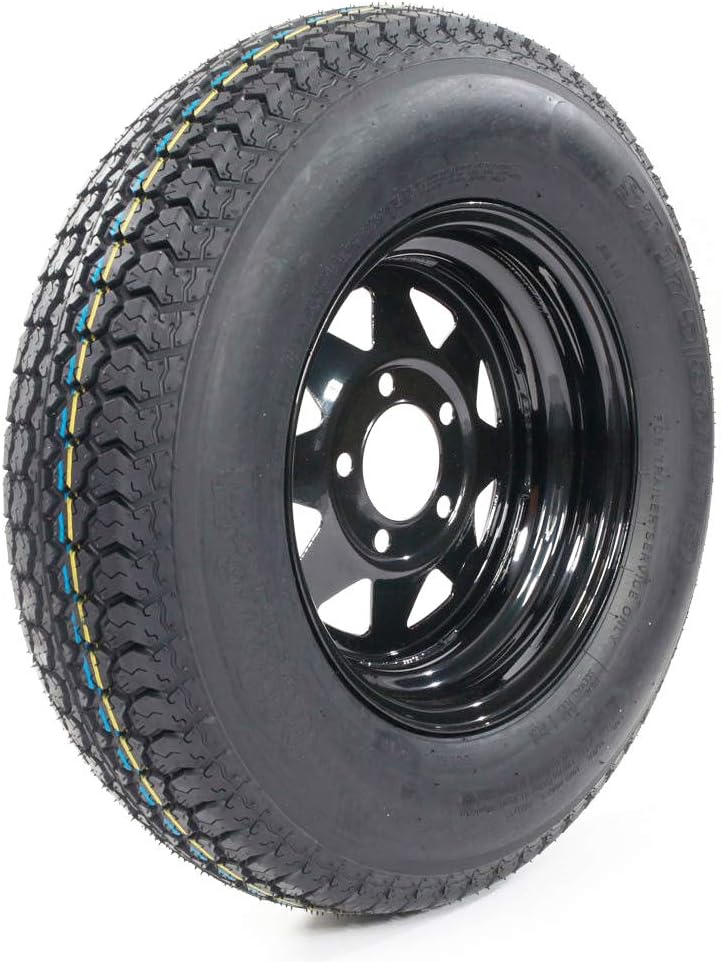 13" Trailer Wheel & Tire with Bias ST175/80D13 Tire Mounted (5x4.5 bolt circle) Black Spoke, Set of 2