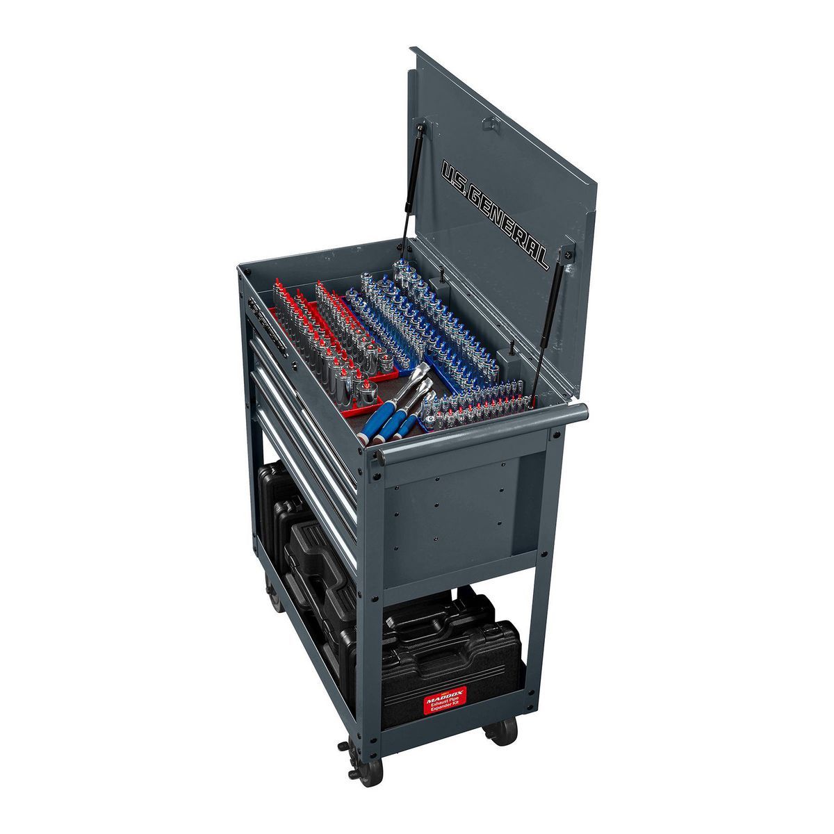 U.S. GENERAL 30 in., 4-Drawer Tech Cart, Red
