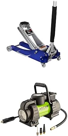 Arcan 12-volt Compressor and 2-Ton Quick Rise Aluminum Floor Jack with Dual Pump Pistons & Reinforced Lifting Arm