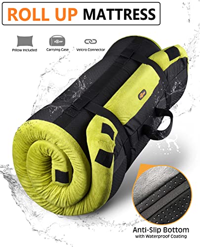 Thick Memory Foam Camping Mattress Sleeping Pad [Car/Tent/Cot] 3 Inch Portable Floor Mat Roll Up for Guests Kids Adult Sleepover