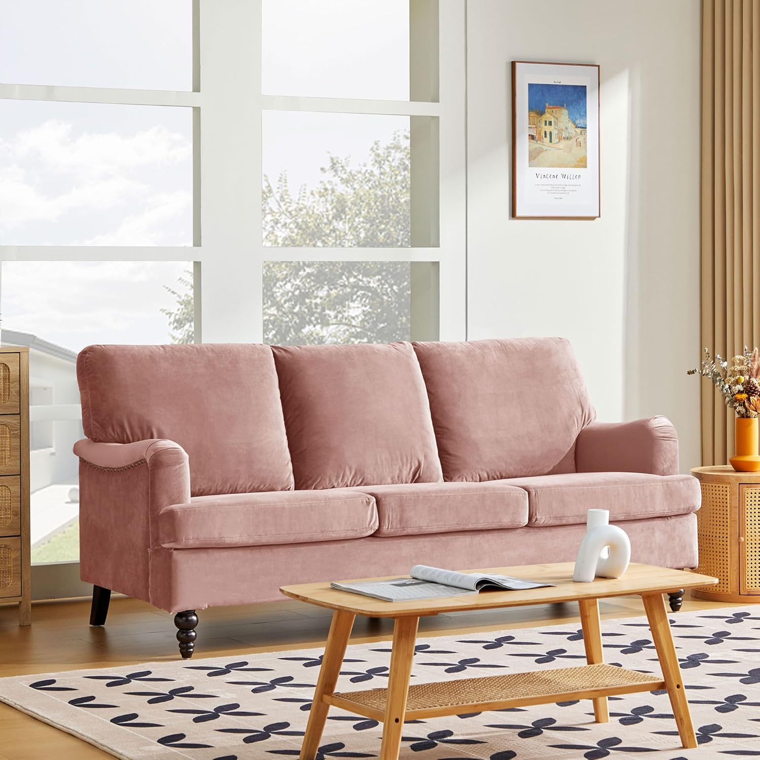 3 Seater Sofa Velvet Couches for Living Room, Sofas for Living Room Furniture Sets Chester