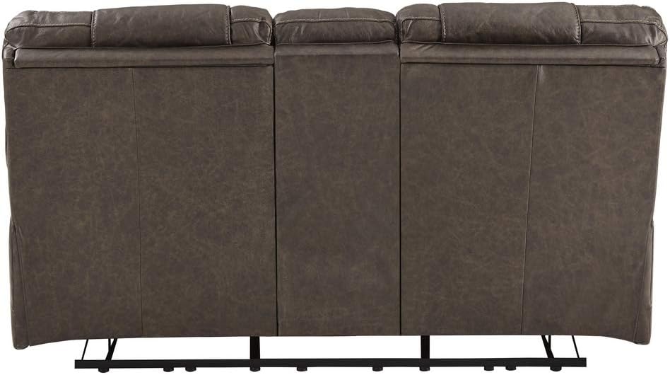 Signature Design by Ashley Wurstrow Leather Adjustable Dual Sided Power Reclining Loveseat with Console & USB Charging, Brown