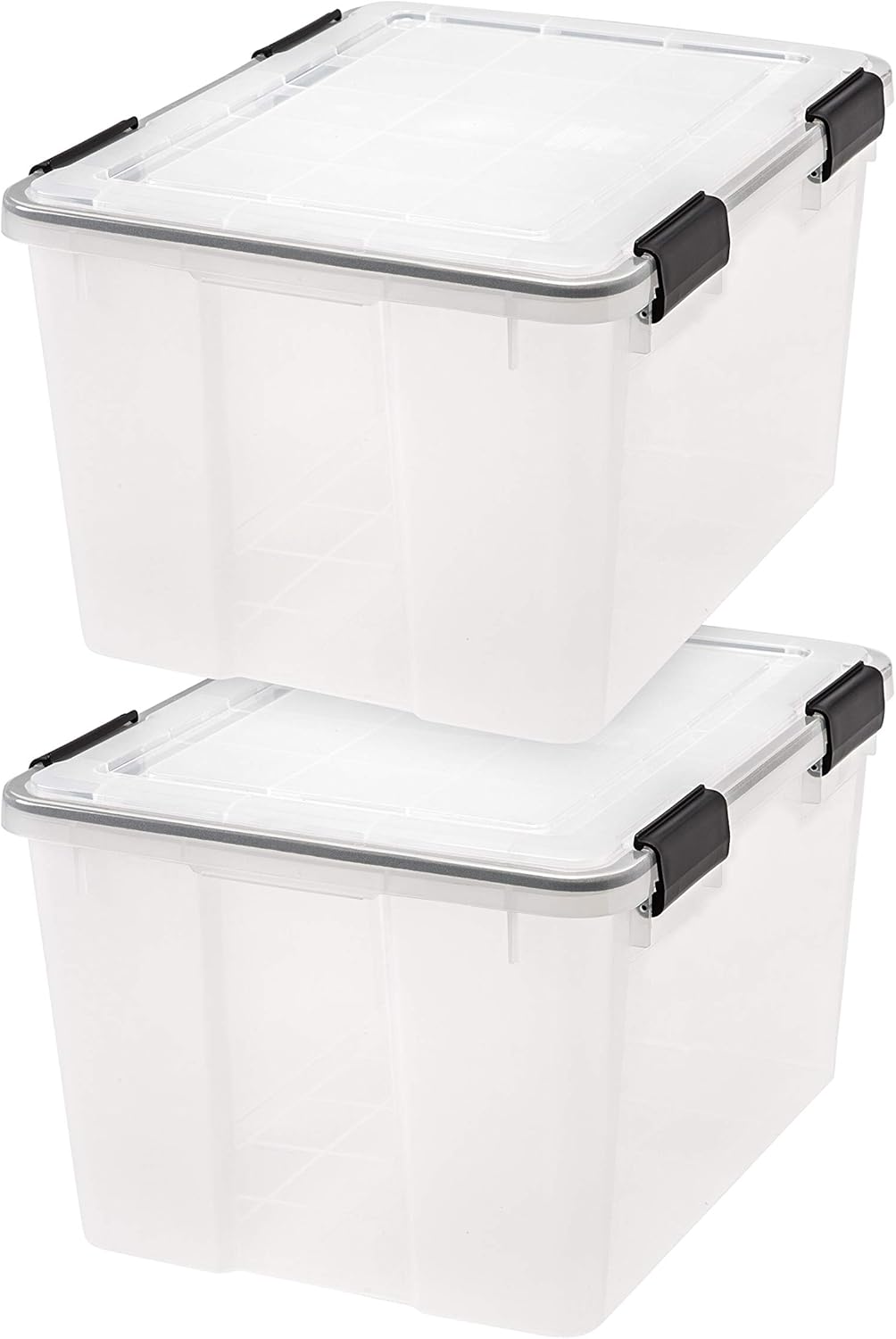 IRIS USA 26.5 Quart WEATHERPRO Plastic Storage Box with Durable Lid and Seal & USA 46.6 Quart WEATHERPRO Plastic Storage Box with Durable Lid and Seal