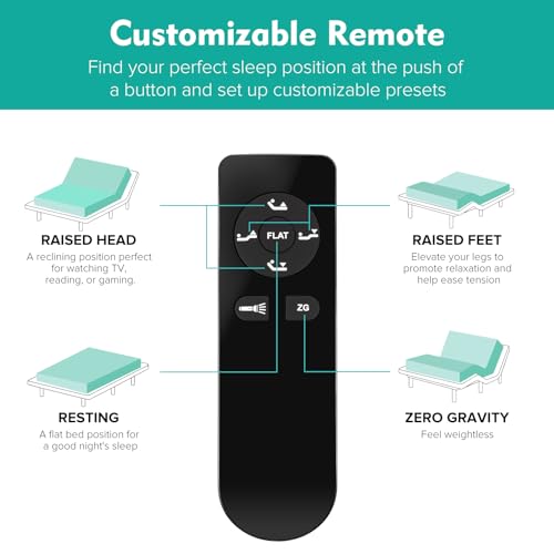 Electric Adjustable Bed Frame, Twin XL Size Adjustable Bed Base with Wireless Remote, Head and Foot Incline, Premium Quiet Motor, Zero Gravity