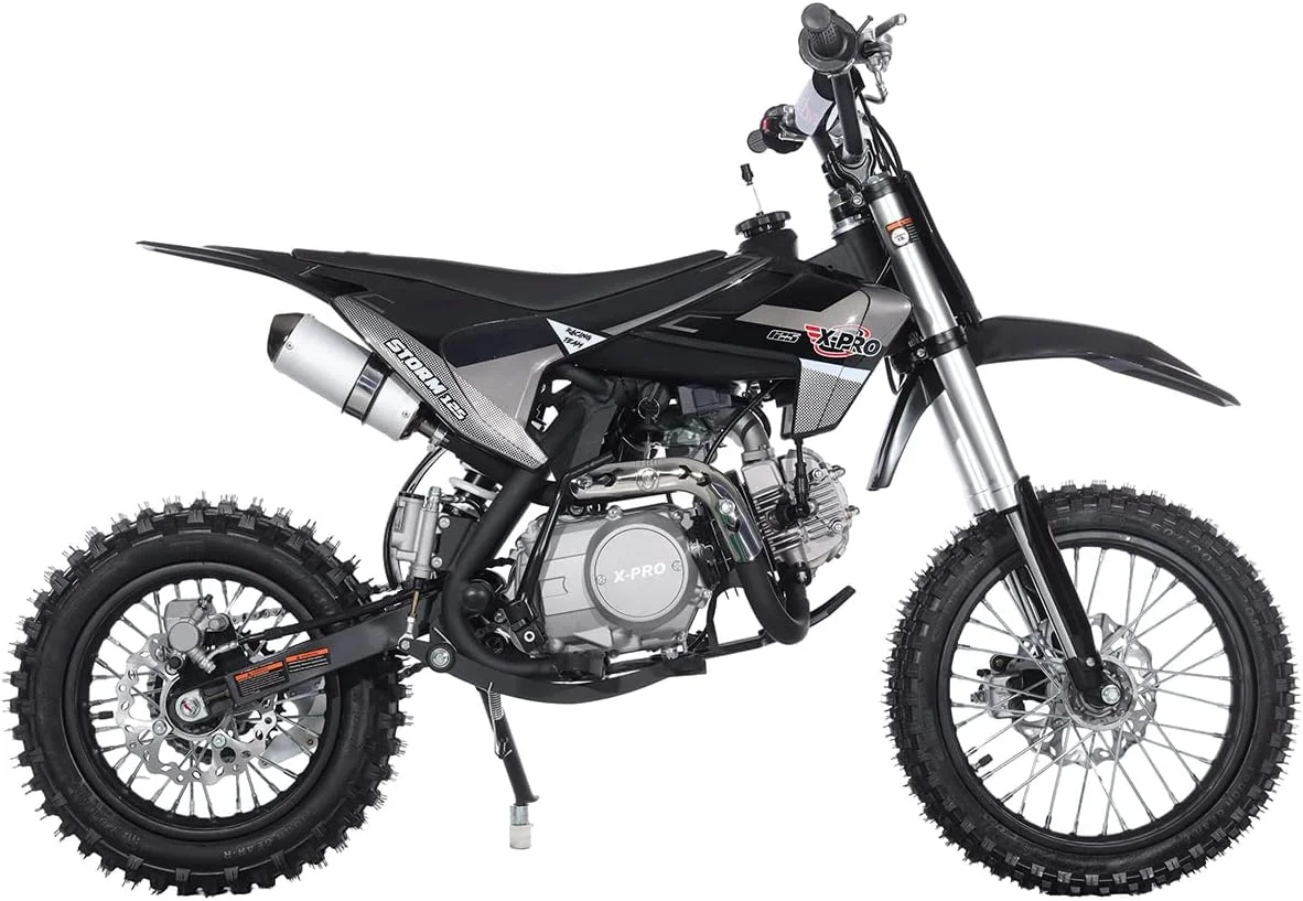 X-Pro Brand New Storm 125cc Dirt Bike with 4-Speed Manual Transmission, Kick Start, Big 14"/12" Tires! - Curated Treasures Market