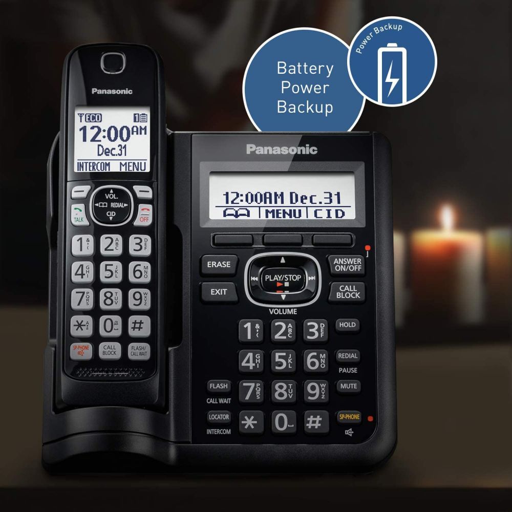 Restored Panasonic KX-TGF544B Cordless Phone With Handset Cordless Phone with Answering Machine - 4 Handsets (Refurbished)