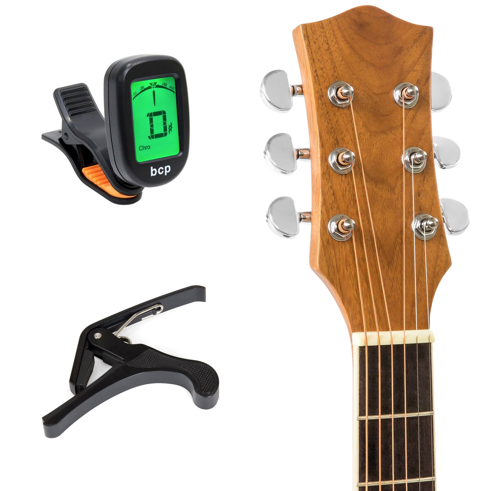 Best Choice Products 41in Full Size Acoustic Electric Cutaway Guitar Set w/ Capo, E-Tuner, Bag, Picks, Strap - Natural