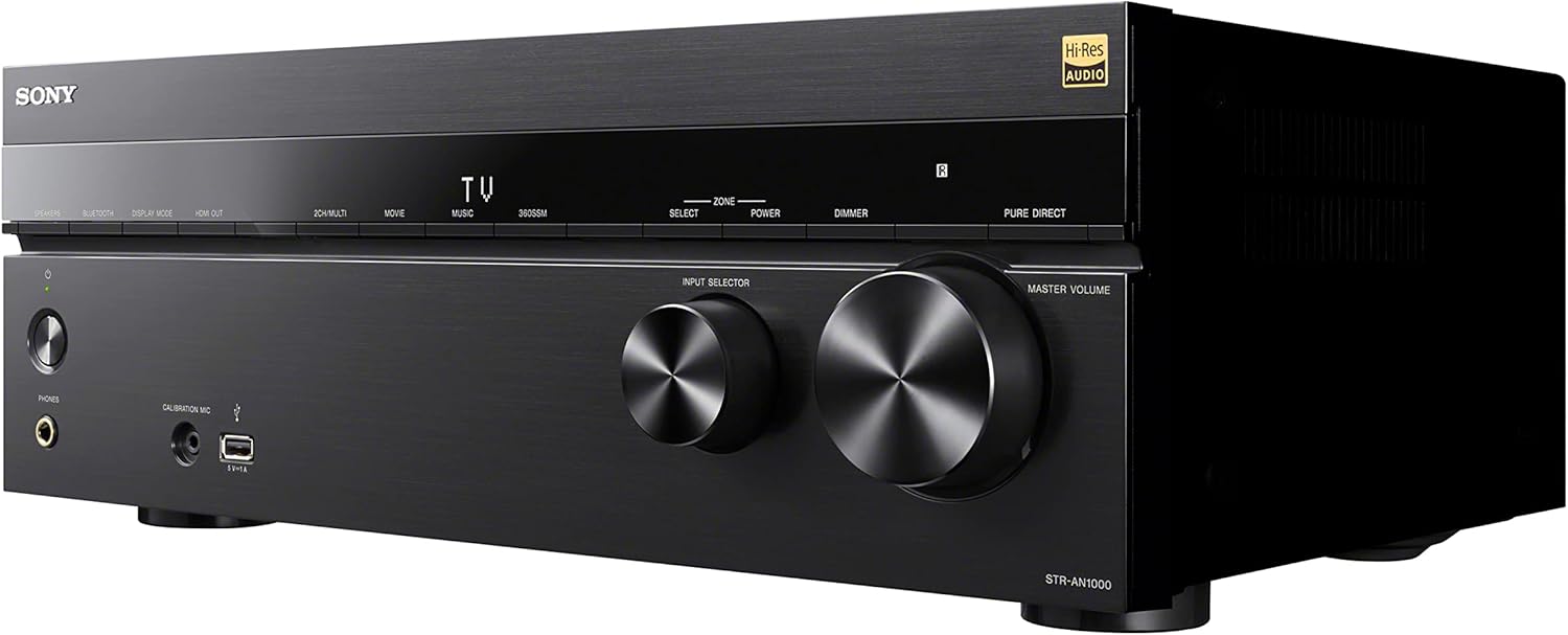 Sony STR-AN1000 7.2 CH Surround Sound Home Theater 8K A/V Receiver: Dolby Atmos, DTS:X, Digital Cinema Auto Calibration IX, Bluetooth, WiFi, Google Chromecast, Spotify connect, Apple AirPlay, HDMI 2.1