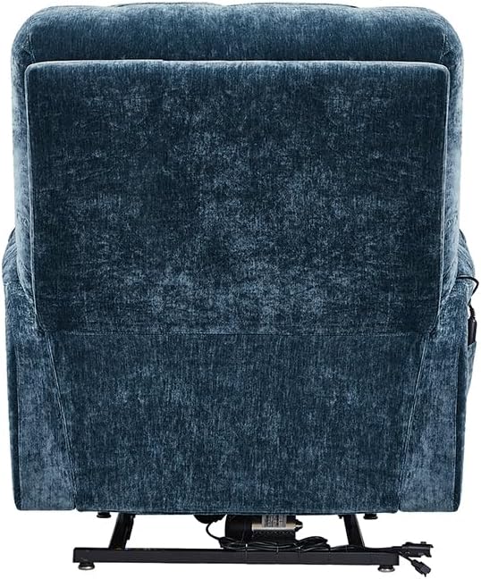 Power Lift Recliner Chair for Elderly, Dual Motor Power Lift Recliner Chair 180 Deg Lay Flat Sleeper Electric Recliner Chair Sofa with Remote Control Massage and Heat Cup Holder For Home Office Blue
