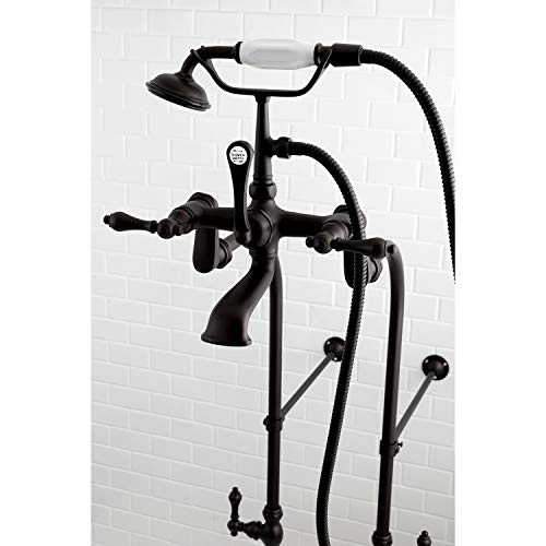 Kingston Brass CCK104T1 Vintage Tub Filler Combo with Lever Handle and Supply Lines, Polished Chrome