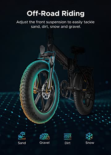 ENGWE Upgraded Folding Electric Bike - 750W Motor, 20" All Terrain Fat Tires, 7 Speed Gear E-Bike with Removable Lithium Battery - Perfect for Mountain, Beach, and City Riding with Speeds up to 26MPH - Ideal for Adult Adventurers