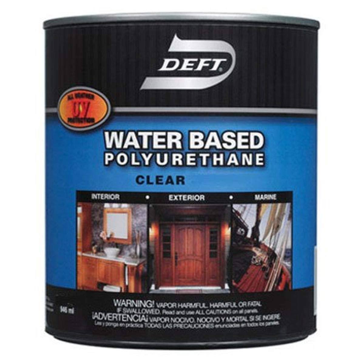 Deft Water-based Interior/Exterior Polyurethane, Clear Satin - 1 gal can
