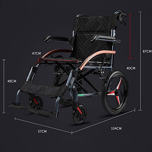 Super-light Magnesium Alloy Self-Propelled Transport Wheelchair with Dual Brake, 18” Seat, 26lbs