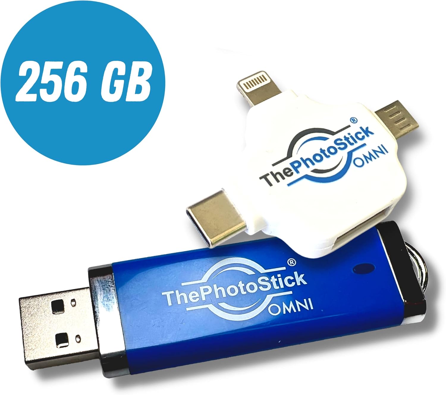 ThePhotoStick Omni 256GB - Easy, One Click Photo and Video Backup for All of Your Devices!