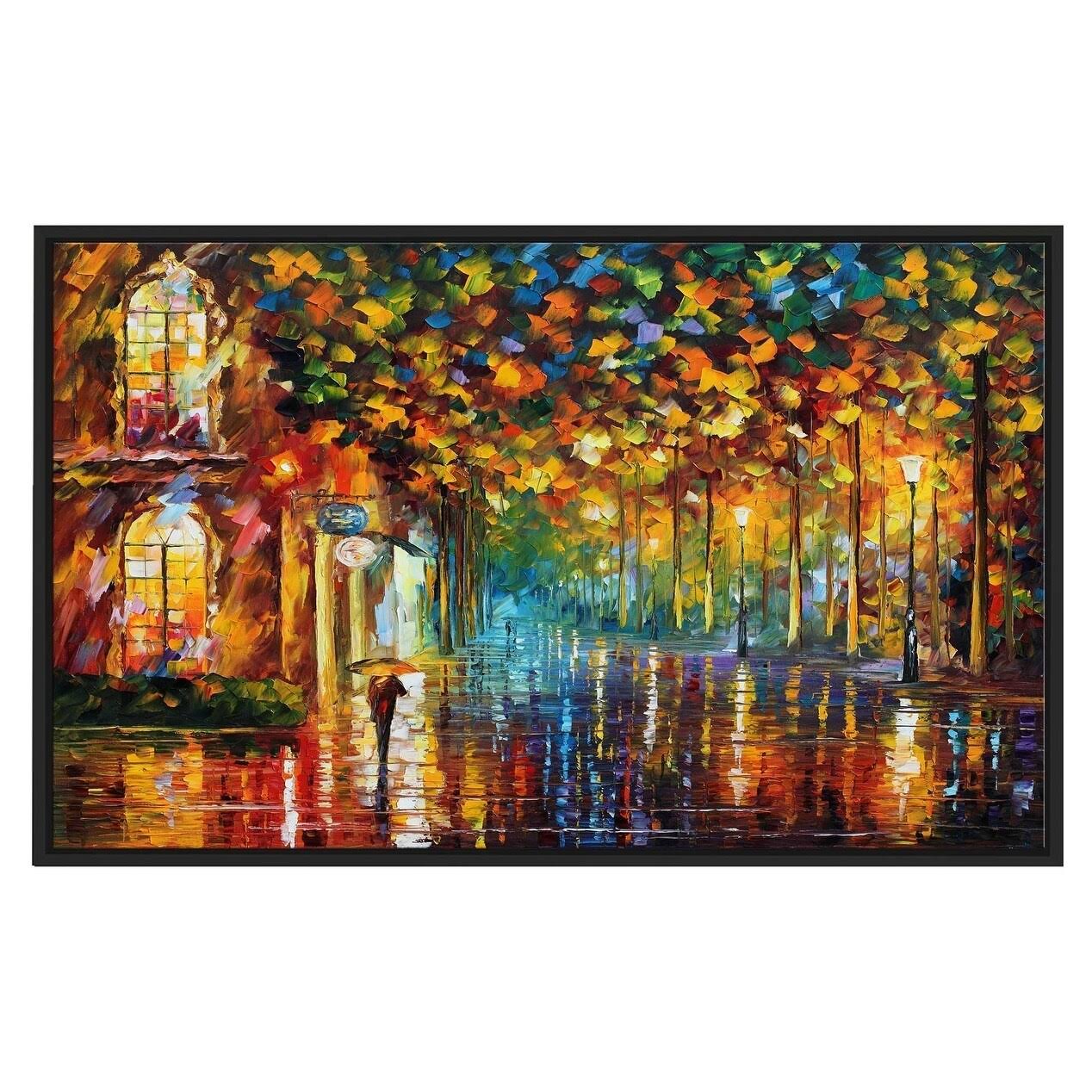 Late Stroll 2 & by Leonid Afremov Framed Oil Painting Print on Canvas - 33.5x22 x 21.5x22